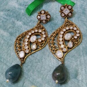 Elegant Handmade, Gold Plated/Finishing,  Filigree Zircon Stones Earrings